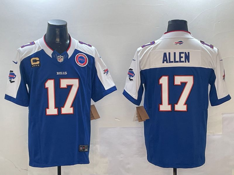 Men Buffalo Bills #17 Allen Blue Thanksgiving three generations 2024 Nike Limited NFL Jersey style 3